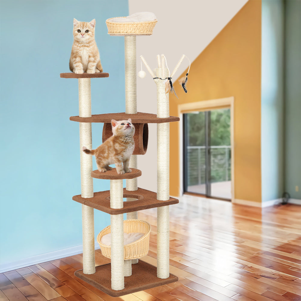 158cm Pet Kitten Cat Tree Climbing Activity Centre Sisal Scratching Post