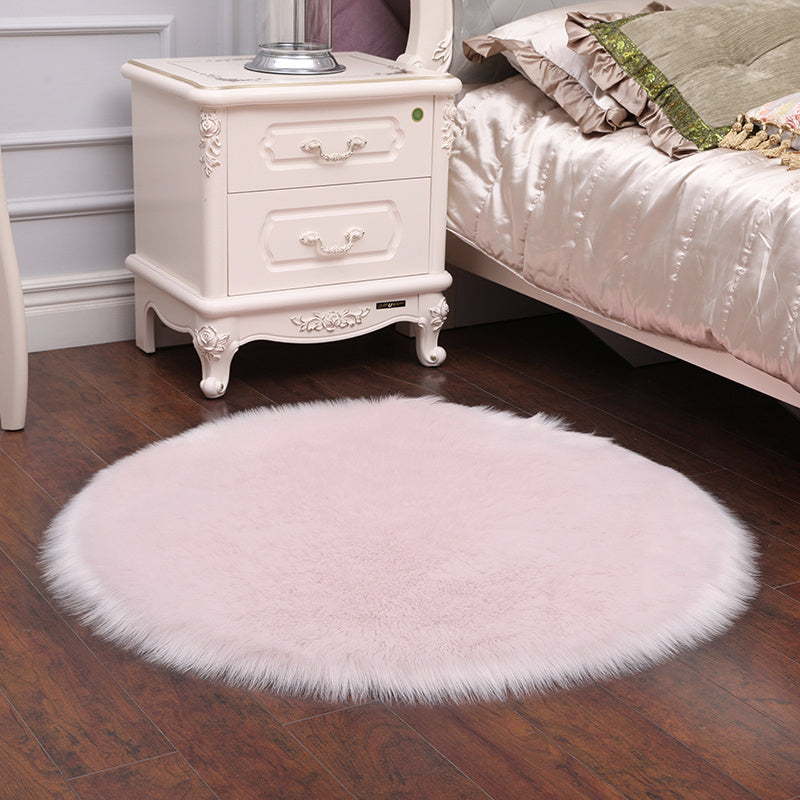 Plain Fluffy Chair Sofa Cover Mat Floor Carpet Shaggy Faux Wool Sheepskin Rug Soft