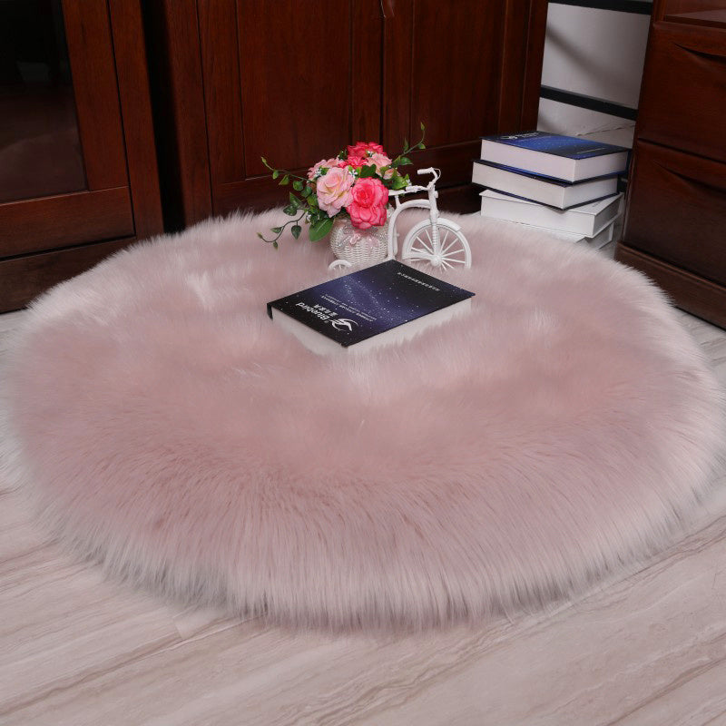 Plain Fluffy Chair Sofa Cover Mat Floor Carpet Shaggy Faux Wool Sheepskin Rug Soft