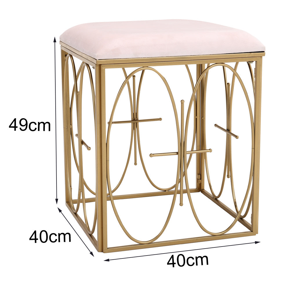 Square Velvet Dressing Table Stool Pouffe Vanity Makeup Chair Footstool Bedroom