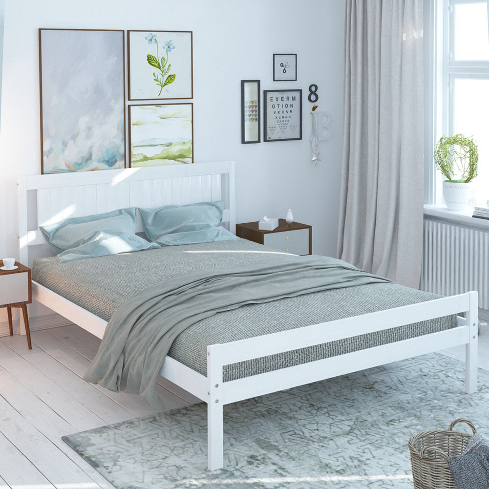 4ft Single Size Solid Pine Wooden Bed Frame White Bedstead Bedroom