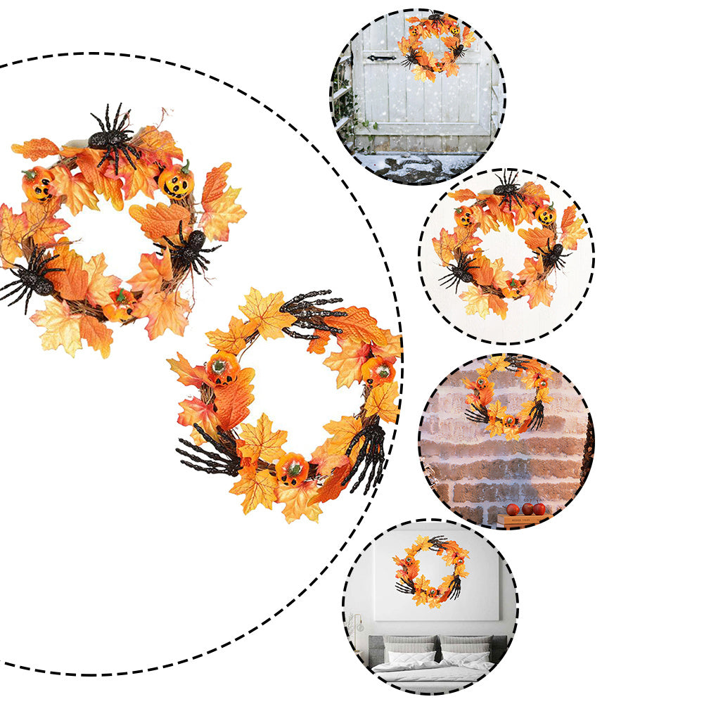 40cm Halloween Spider/Hands Pumpkin Wreath Autumn Door Garland