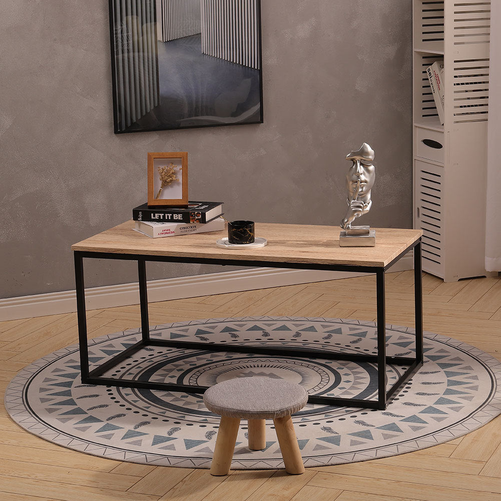 Industrial Style Rectangle Coffee Table Wood Top Desk