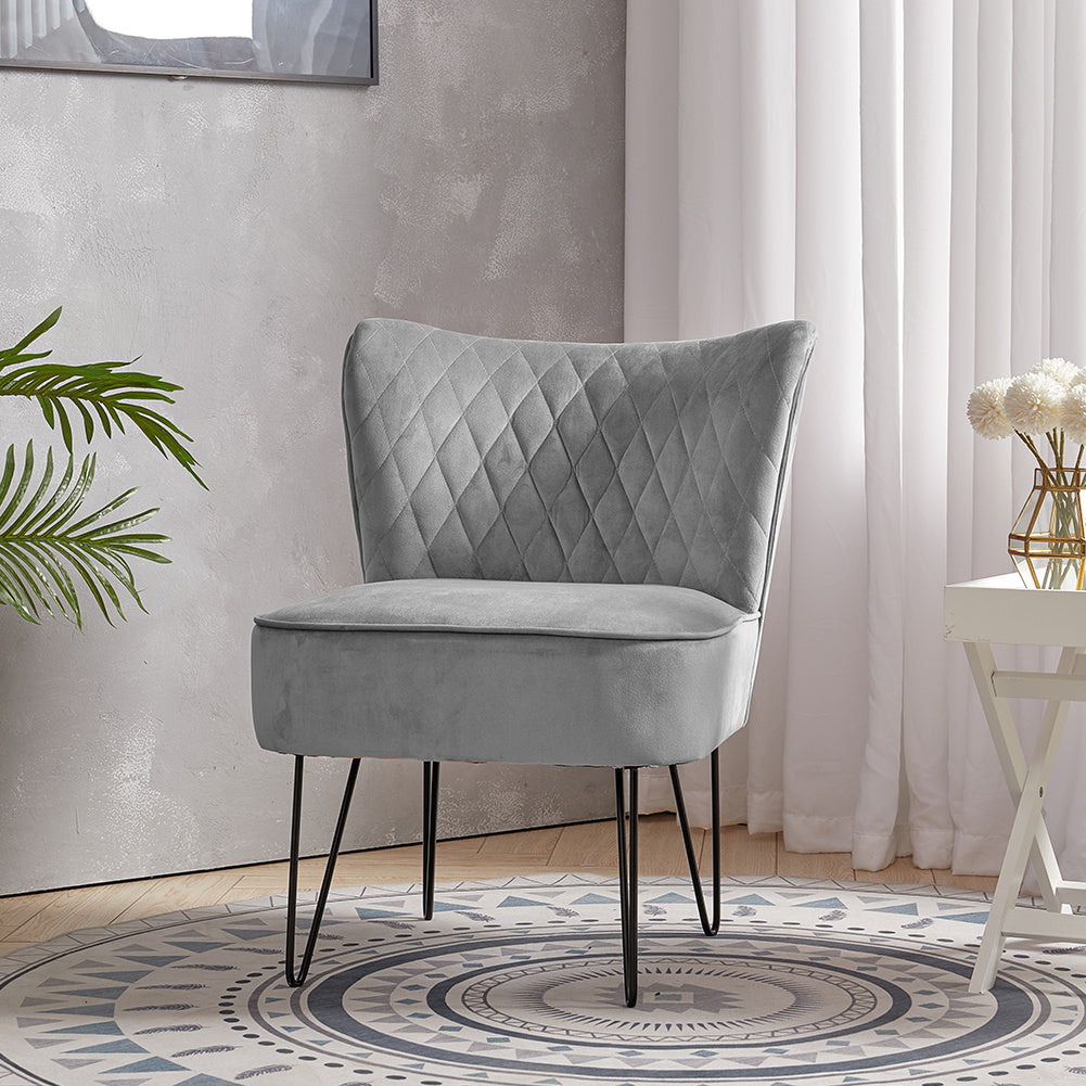 Velvet Upholstered Accent Chair Diamond Wingback Chair