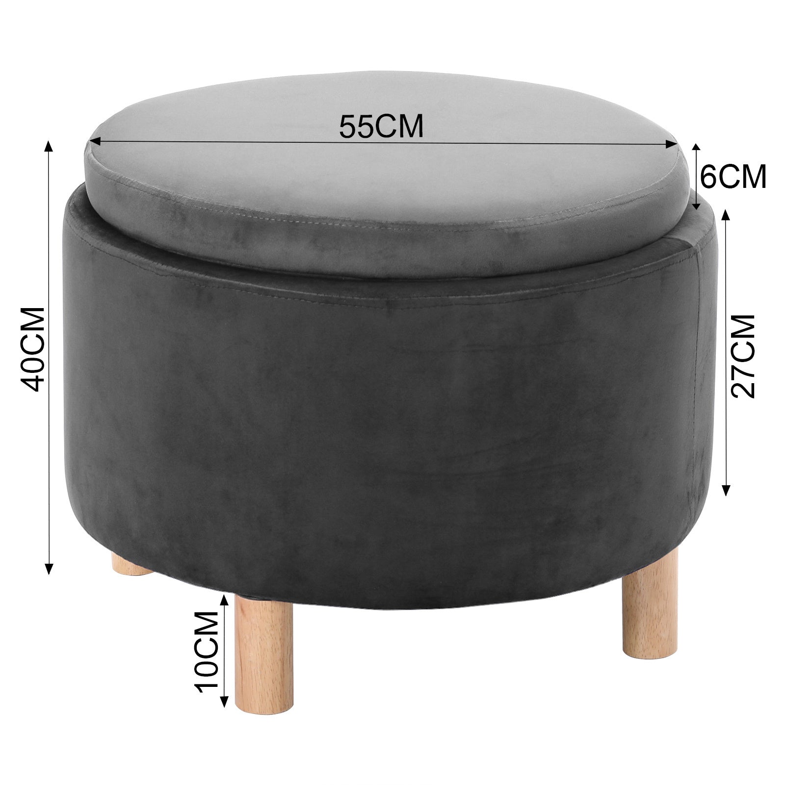Wooden Round Velvet Stool Pouffe Foot Stool End Table Coffee Tea Tables