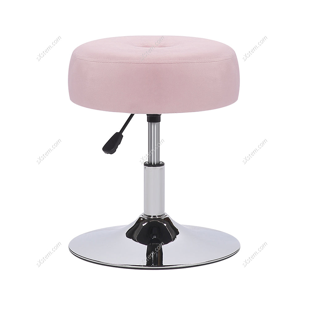 Velvet Fabric Round Rolling Stool Swivel Lifting Laboratory Salon Spa Task Chair