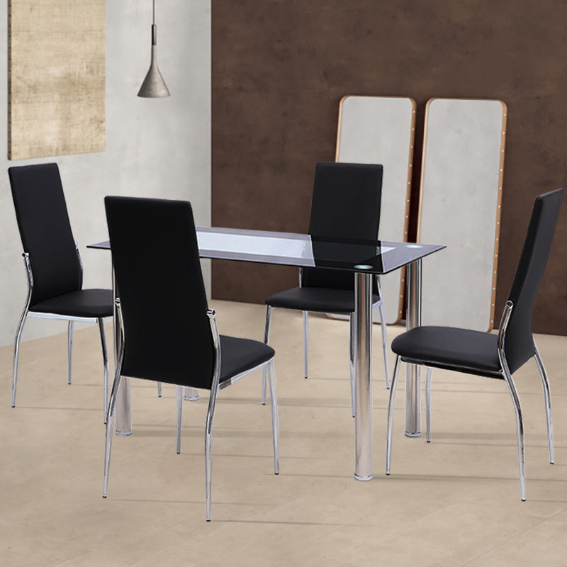 Rectangle Tempered Glass Dining Table Chrome Legs