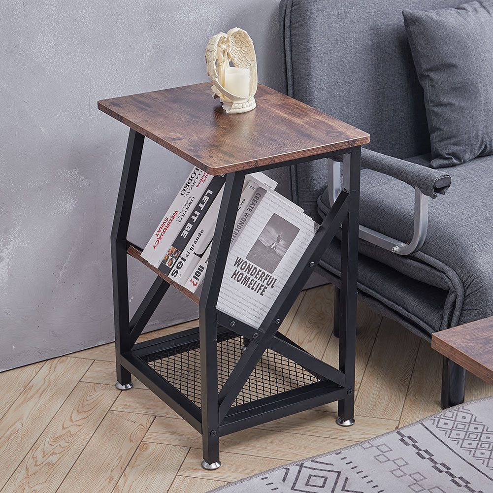 Wooden Corner Bedside Table Side End Table Nightstand