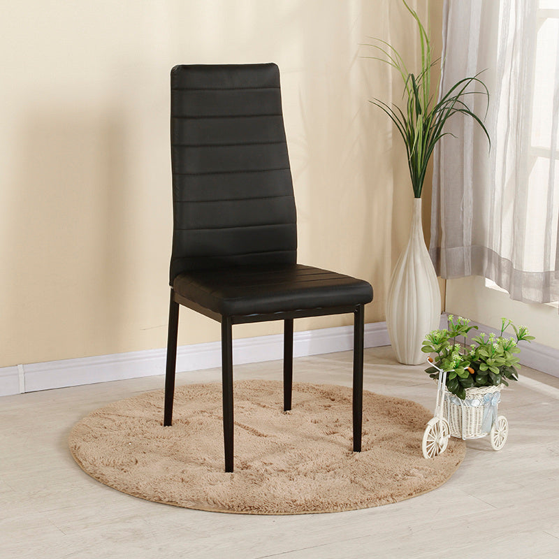 White Gloss Glass Dining Table Set and 4 Leather Chairs Seater Furniture