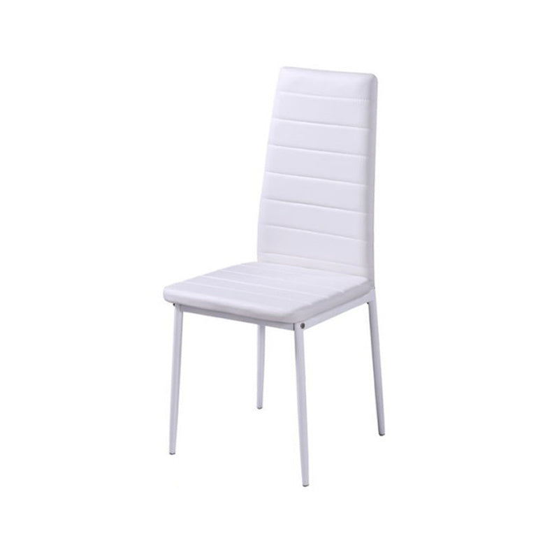 White Gloss Glass Dining Table Set and 4 Leather Chairs Seater Furniture