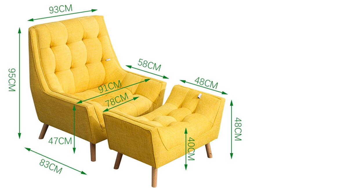 Chenille Super Buttoned Accent Armchair & Footstool