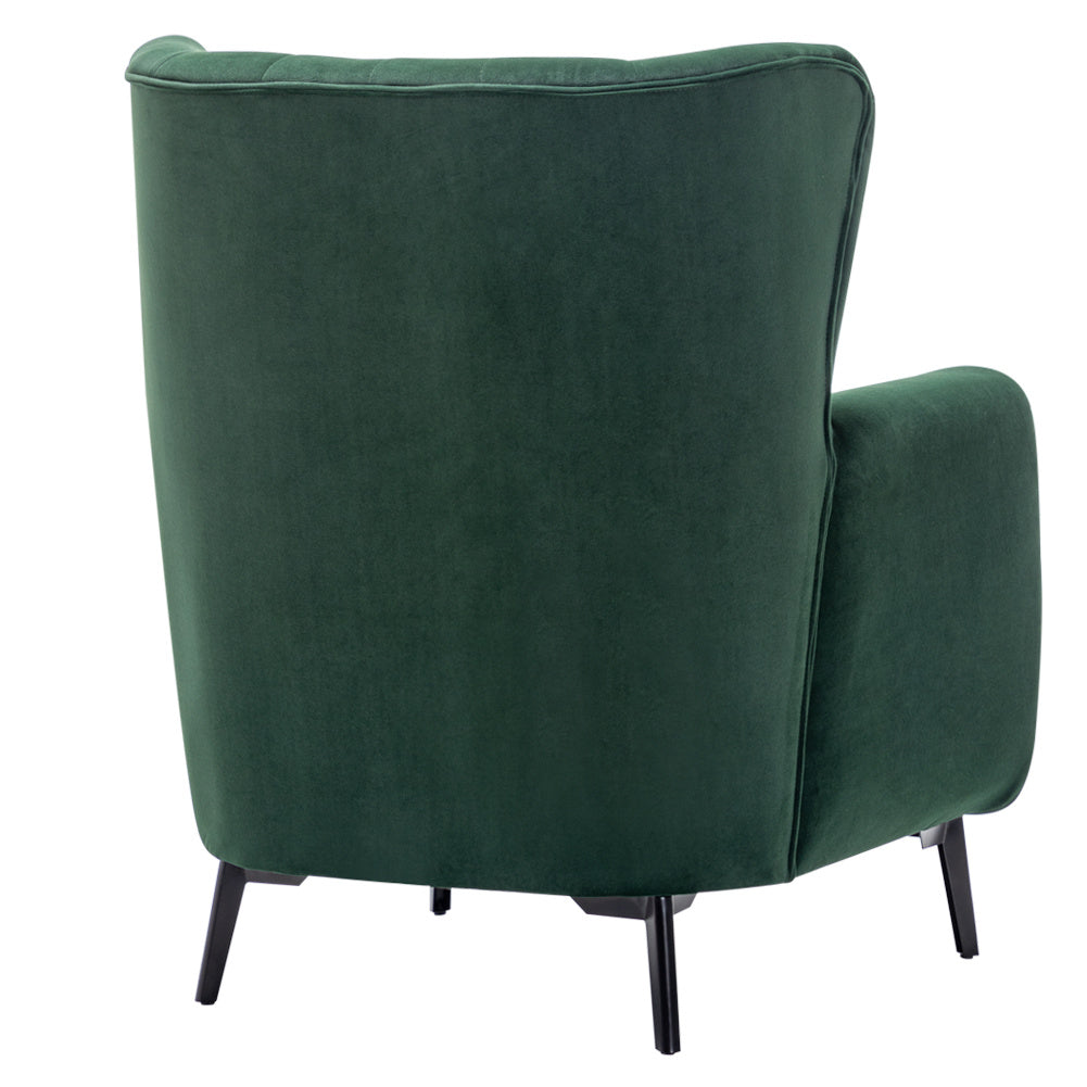 Velvet Lounge Accent Armchair Wingback Tufted Sofa with Pillow