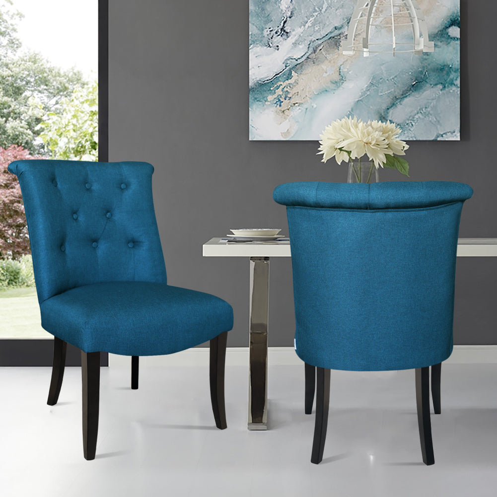 2pc Chesterfield Louis Tufted Upholstered Dining Chairs Kitchen Wingback Chair