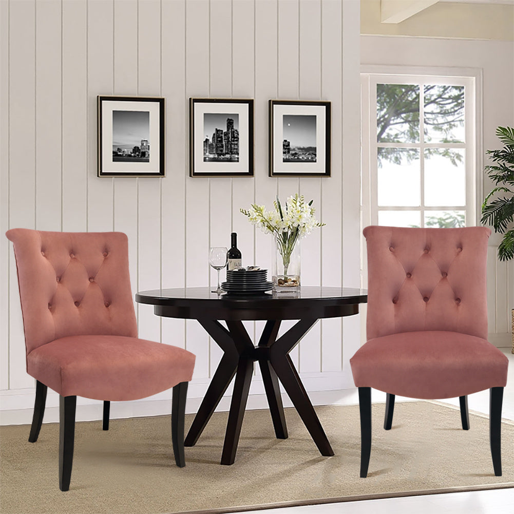 2pc Chesterfield Louis Tufted Upholstered Dining Chairs Kitchen Wingback Chair