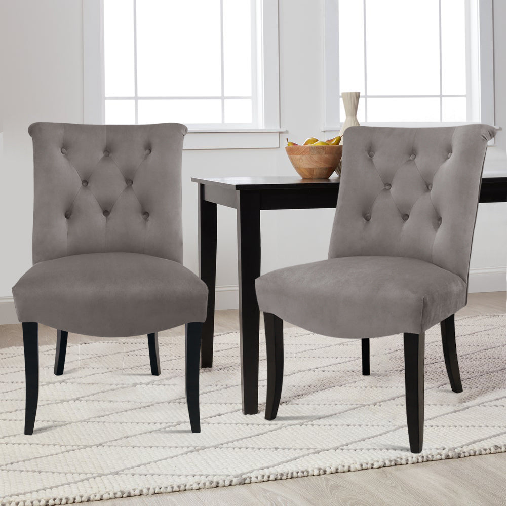 2pc Chesterfield Louis Tufted Upholstered Dining Chairs Kitchen Wingback Chair