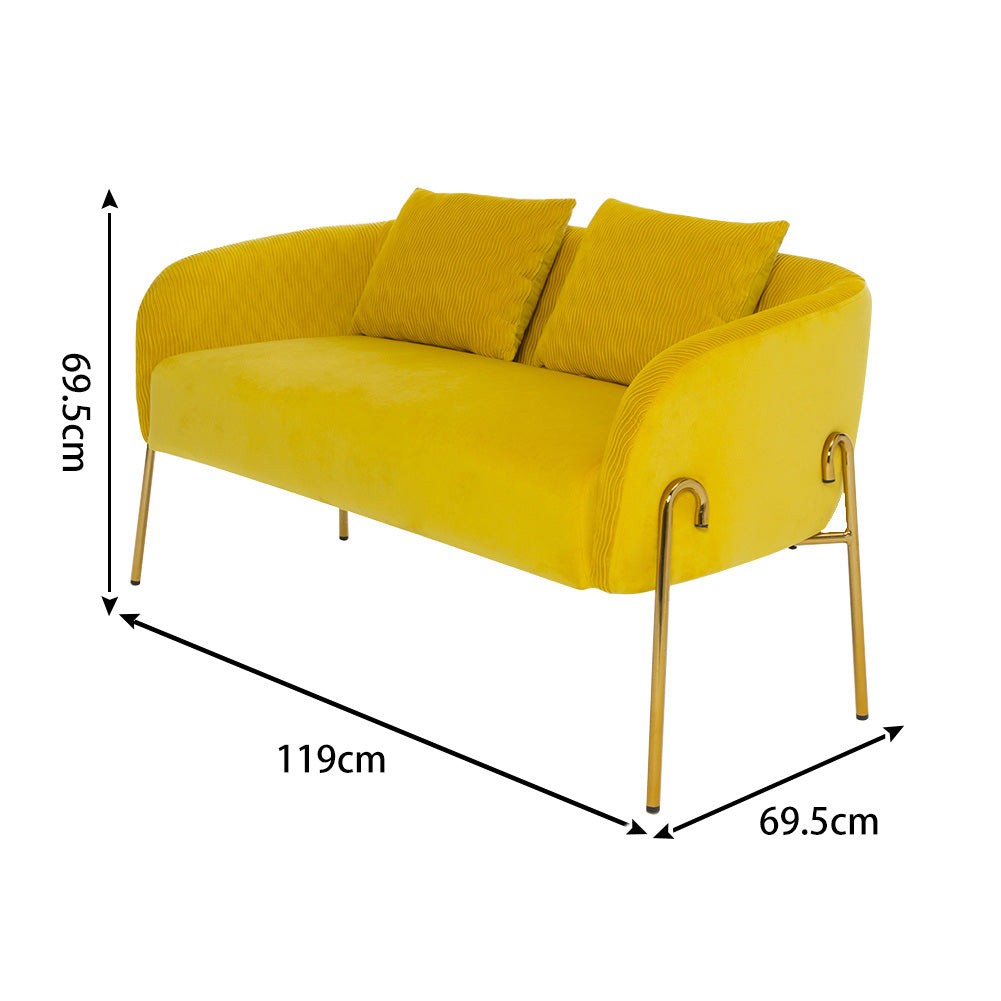 2 Seater Velvet Upholstered Tub Armchair Love Seat Wave Wrinkle Lounge Sofa