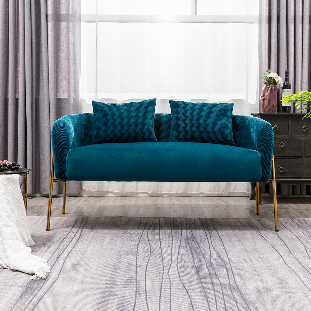 2 Seater Velvet Upholstered Tub Armchair Love Seat Wave Wrinkle Lounge Sofa