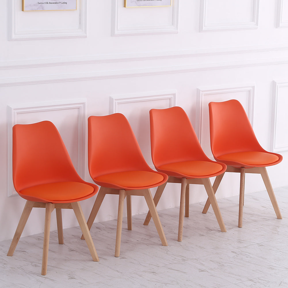4pcs Modern Dining Chairs Lounge Chairs High Back PU Leather Seat Kitchen Office