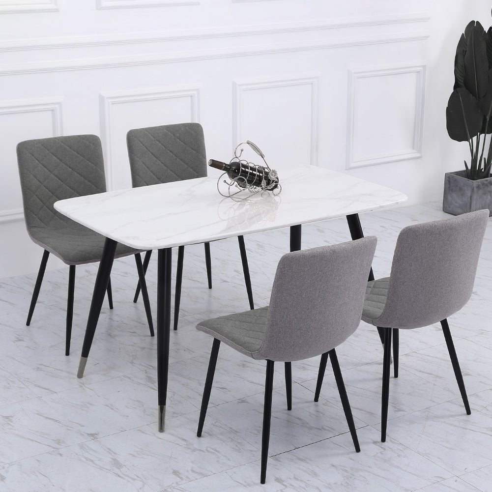 4pcs Fabric/Leather/Velvet Padded Seat Dining Chairs Metal Legs Kitchen Home Office