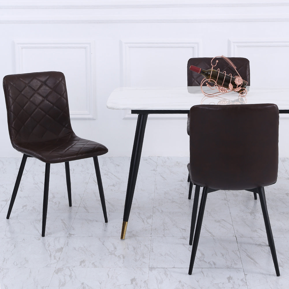 4pcs Fabric/Leather/Velvet Padded Seat Dining Chairs Metal Legs Kitchen Home Office