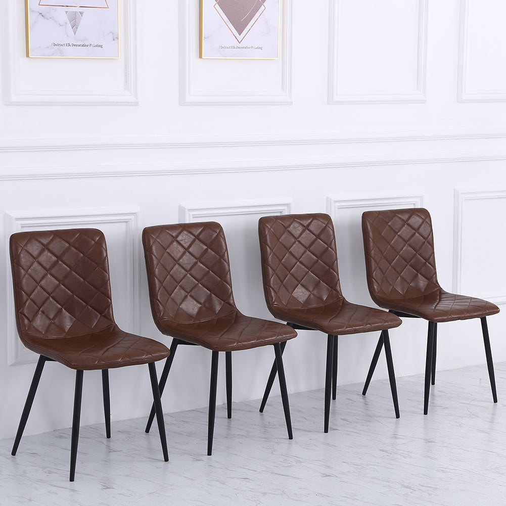 4pcs Fabric/Leather/Velvet Padded Seat Dining Chairs Metal Legs Kitchen Home Office