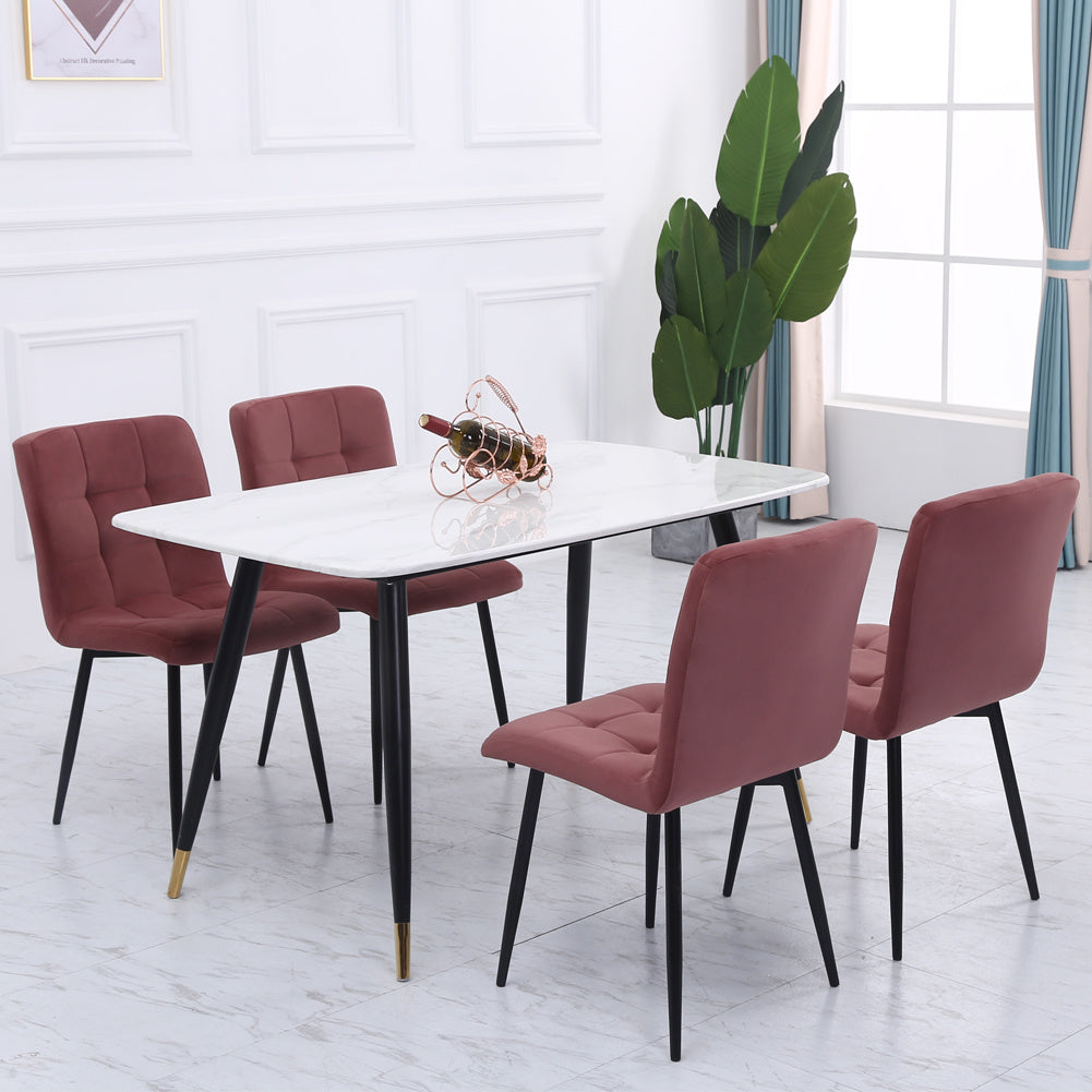 Set of 4 Matte Padded Dining Chair Living Room Kitchen Seat with Metal Legs