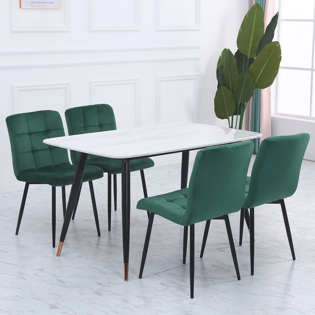 Set of 4 Matte Padded Dining Chair Living Room Kitchen Seat with Metal Legs