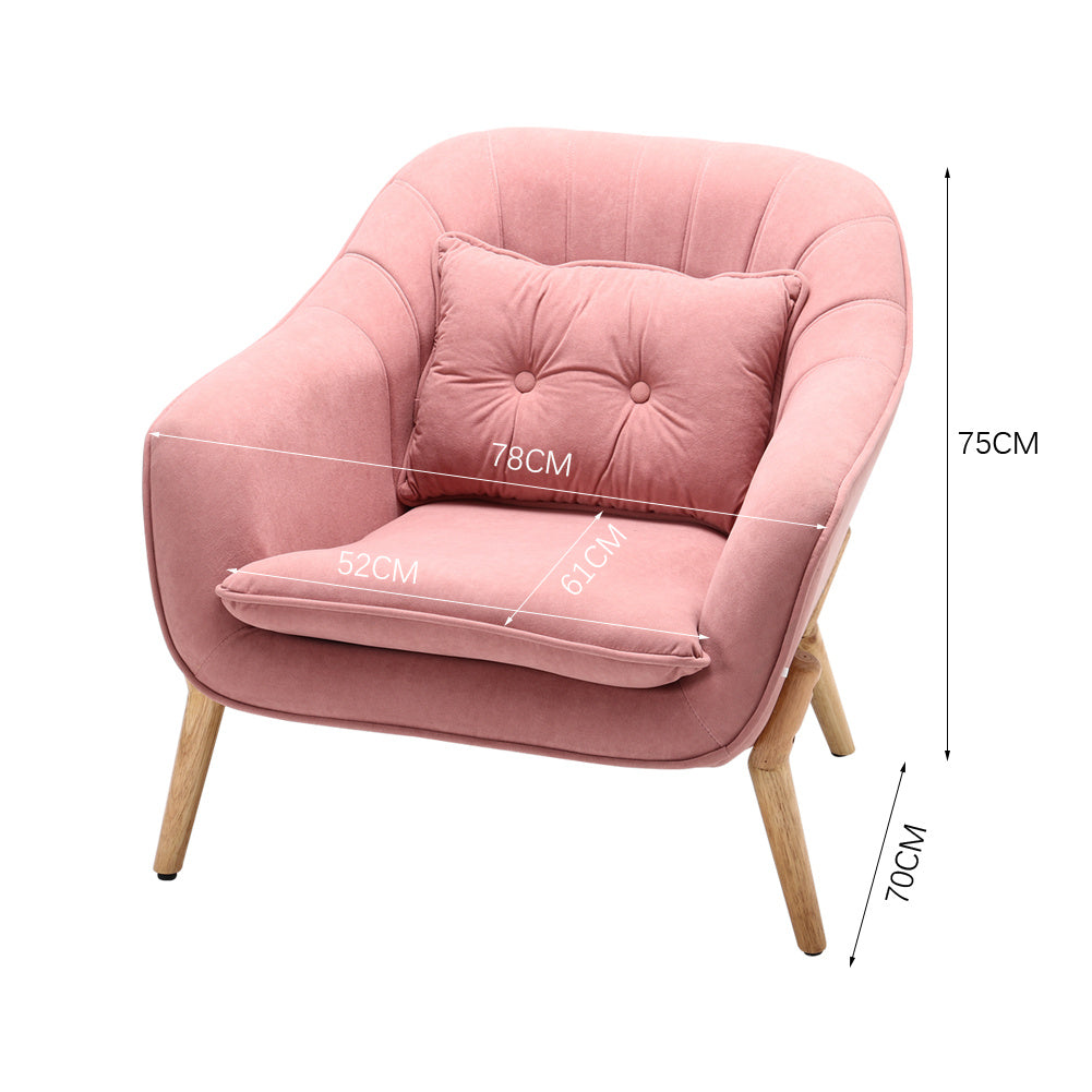 Pink Matte Velvet Mordic Shell Armchair Tub Single Occasional Lounge Chair