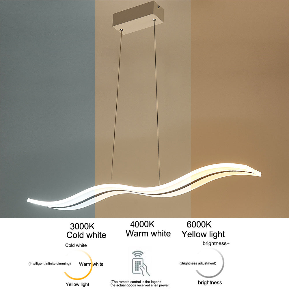 Modern LED Wave Ceiling Light Dimmable/Cool White Light Lamp Living Room Chandelier