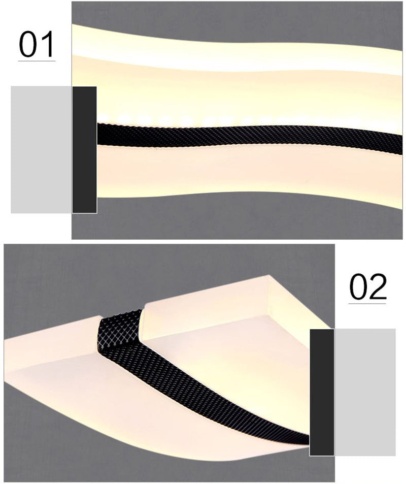 Modern LED Wave Ceiling Light Dimmable/Cool White Light Lamp Living Room Chandelier