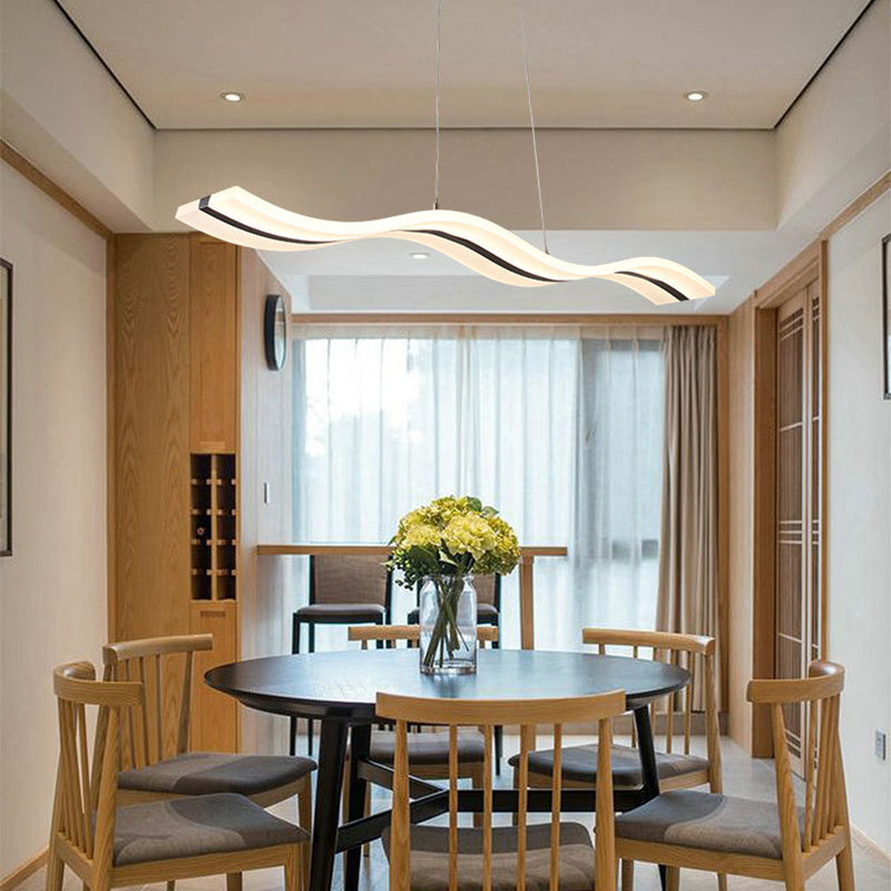 Modern LED Wave Ceiling Light Dimmable/Cool White Light Lamp Living Room Chandelier