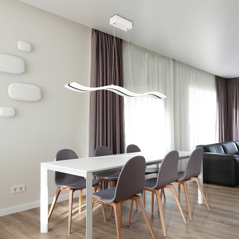 Modern LED Wave Ceiling Light Dimmable/Cool White Light Lamp Living Room Chandelier
