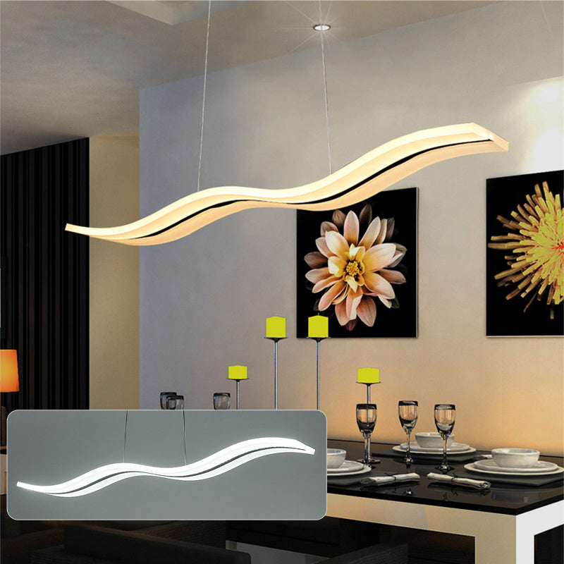 Modern LED Wave Ceiling Light Dimmable/Cool White Light Lamp Living Room Chandelier