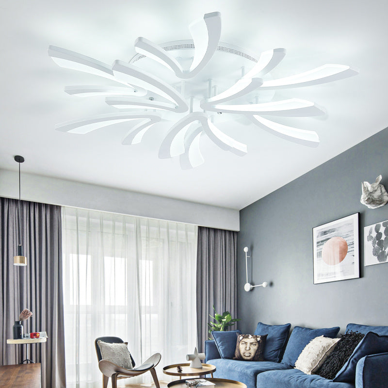 3/5/9/12 Head V Shape Flush Mount Ceiling Cool White Light LED Chandelier