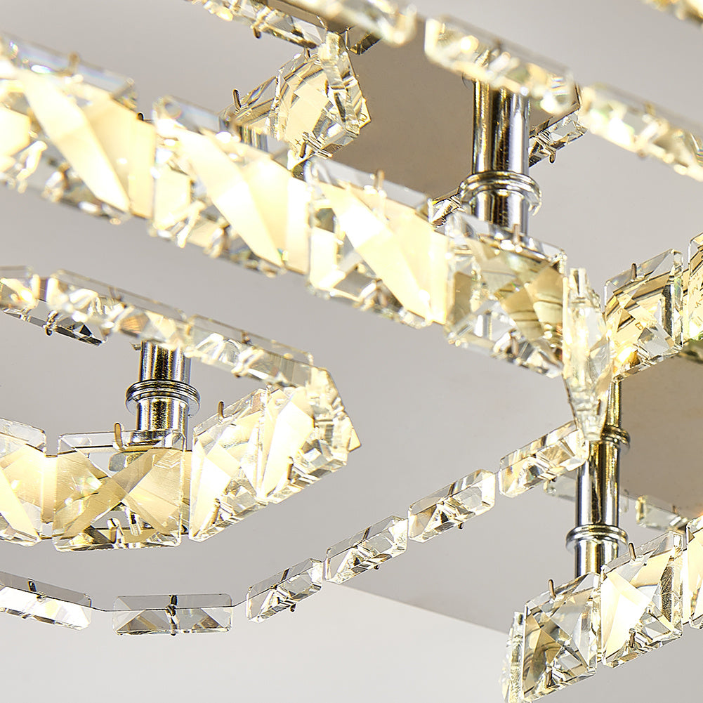 48w 4-Light Square LED Ceiling Light Flush Crystal Lamp