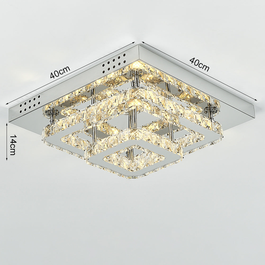 40w Large Square Double Flush Crystal LED Ceiling Light