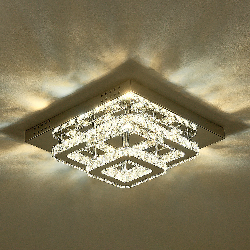 40w Large Square Double Flush Crystal LED Ceiling Light
