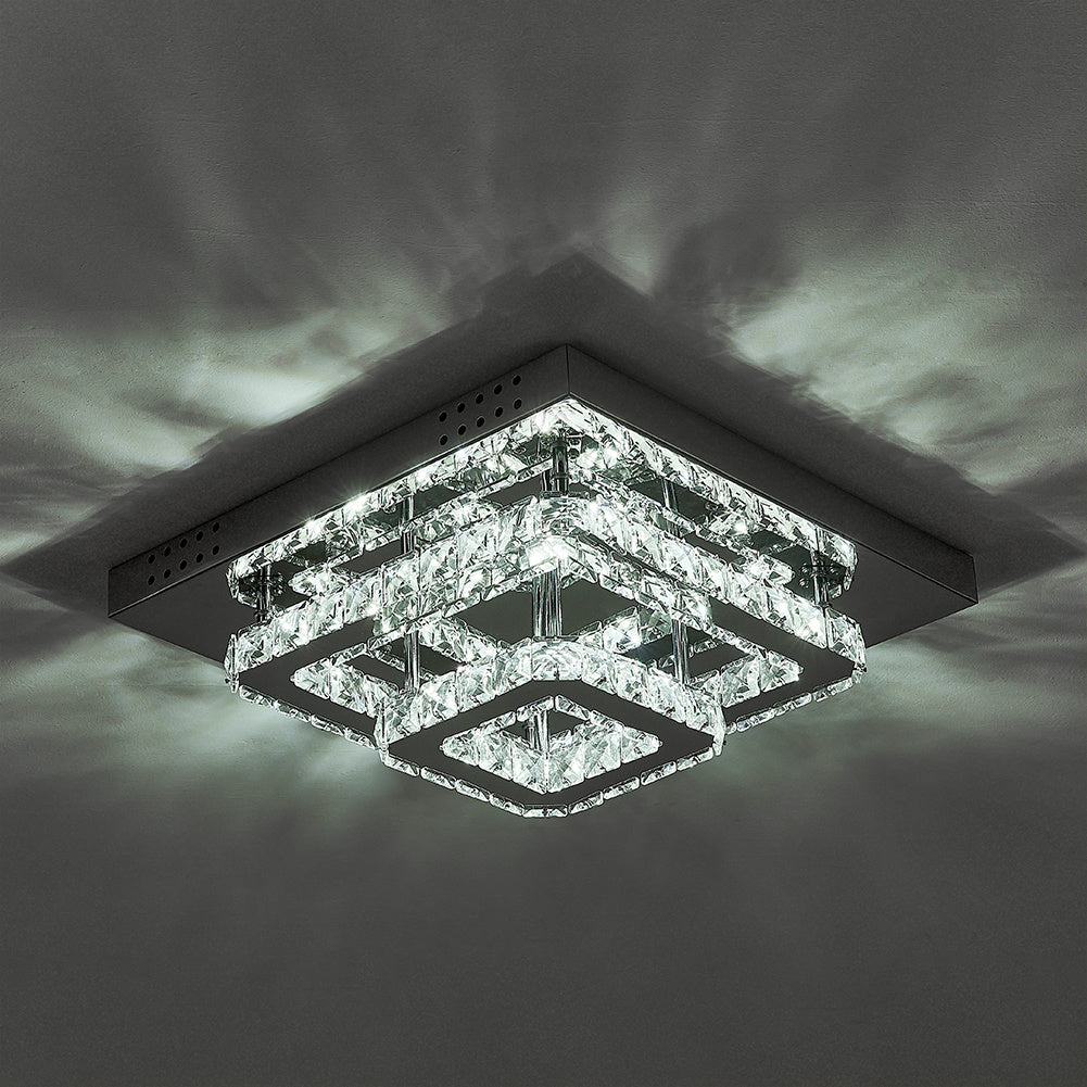 40w Large Square Double Flush Crystal LED Ceiling Light