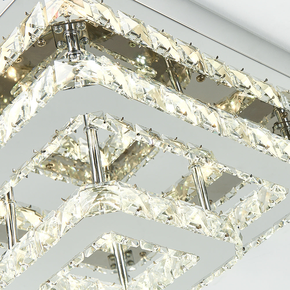 40w Large Square Double Flush Crystal LED Ceiling Light
