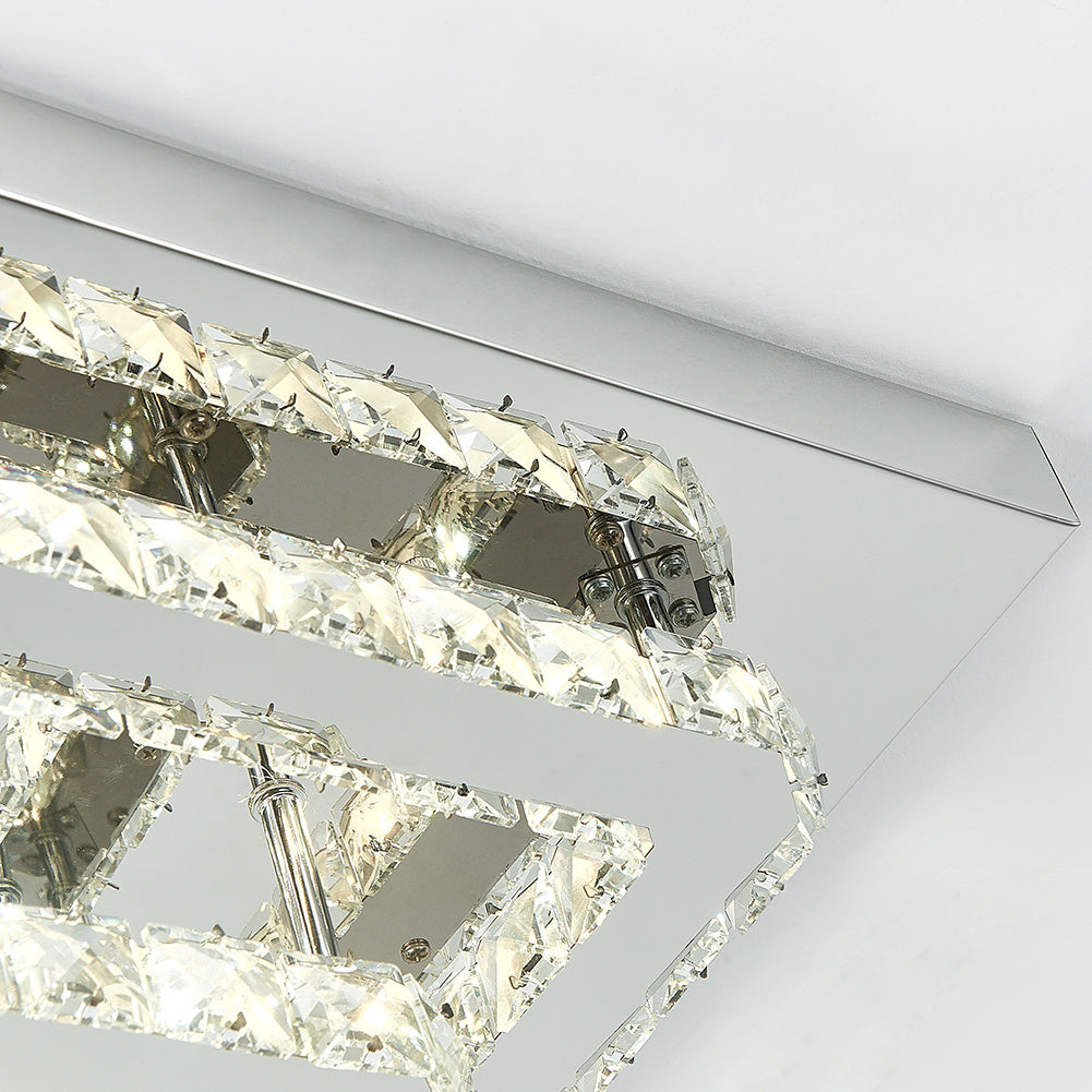 40w Large Square Double Flush Crystal LED Ceiling Light