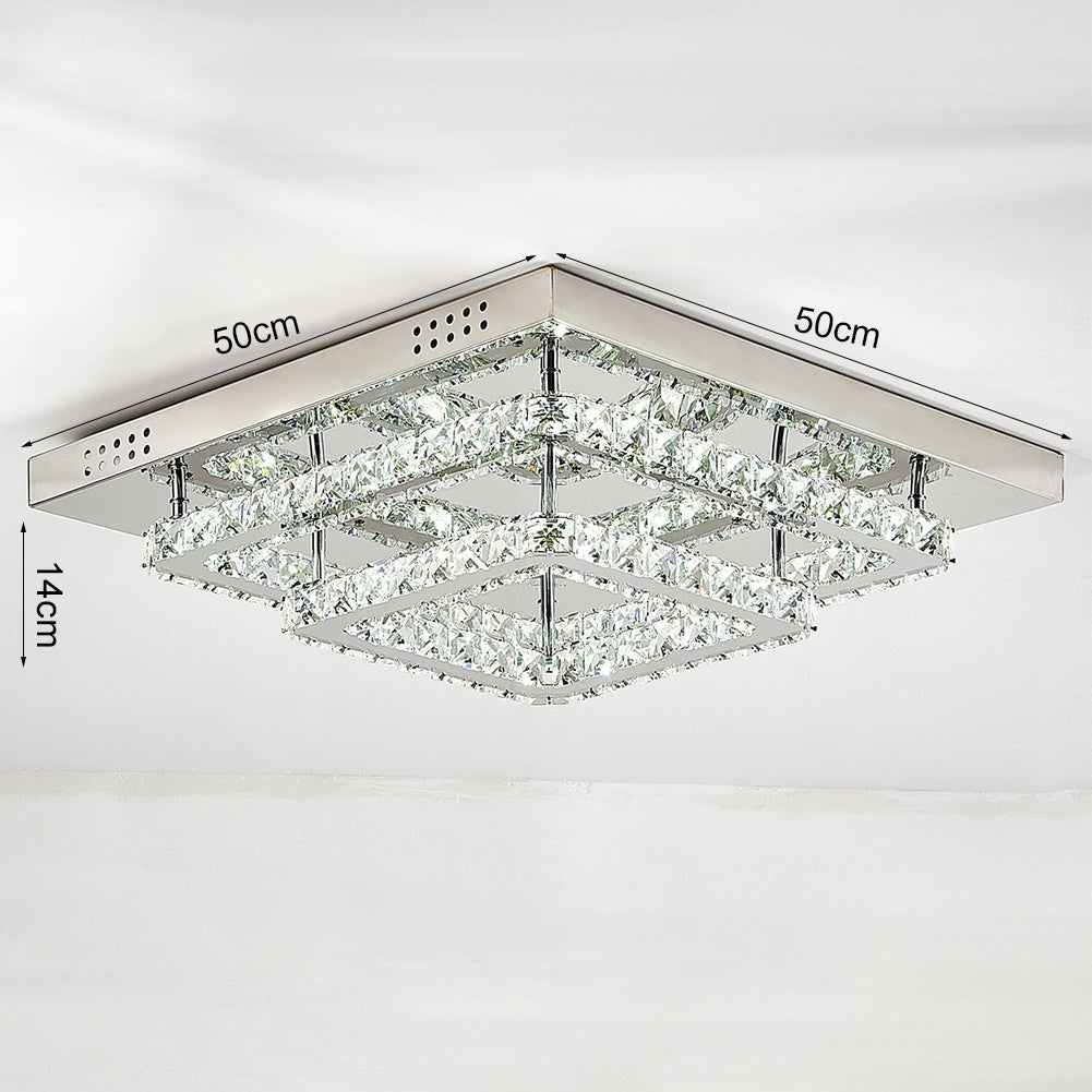 Modern Square 50cm LED Ceiling Light Crystal Chandelier Bedroom Lamp