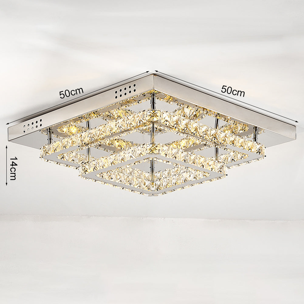 Modern Square 50cm LED Ceiling Light Crystal Chandelier Bedroom Lamp