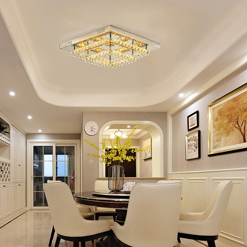 Modern Square 50cm LED Ceiling Light Crystal Chandelier Bedroom Lamp