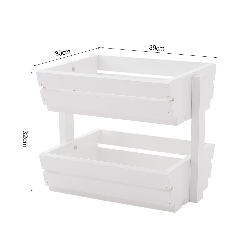 2/3 Tier Wood Fruits Vegetable Baskets Buffet Food Storage Rack Display Stand
