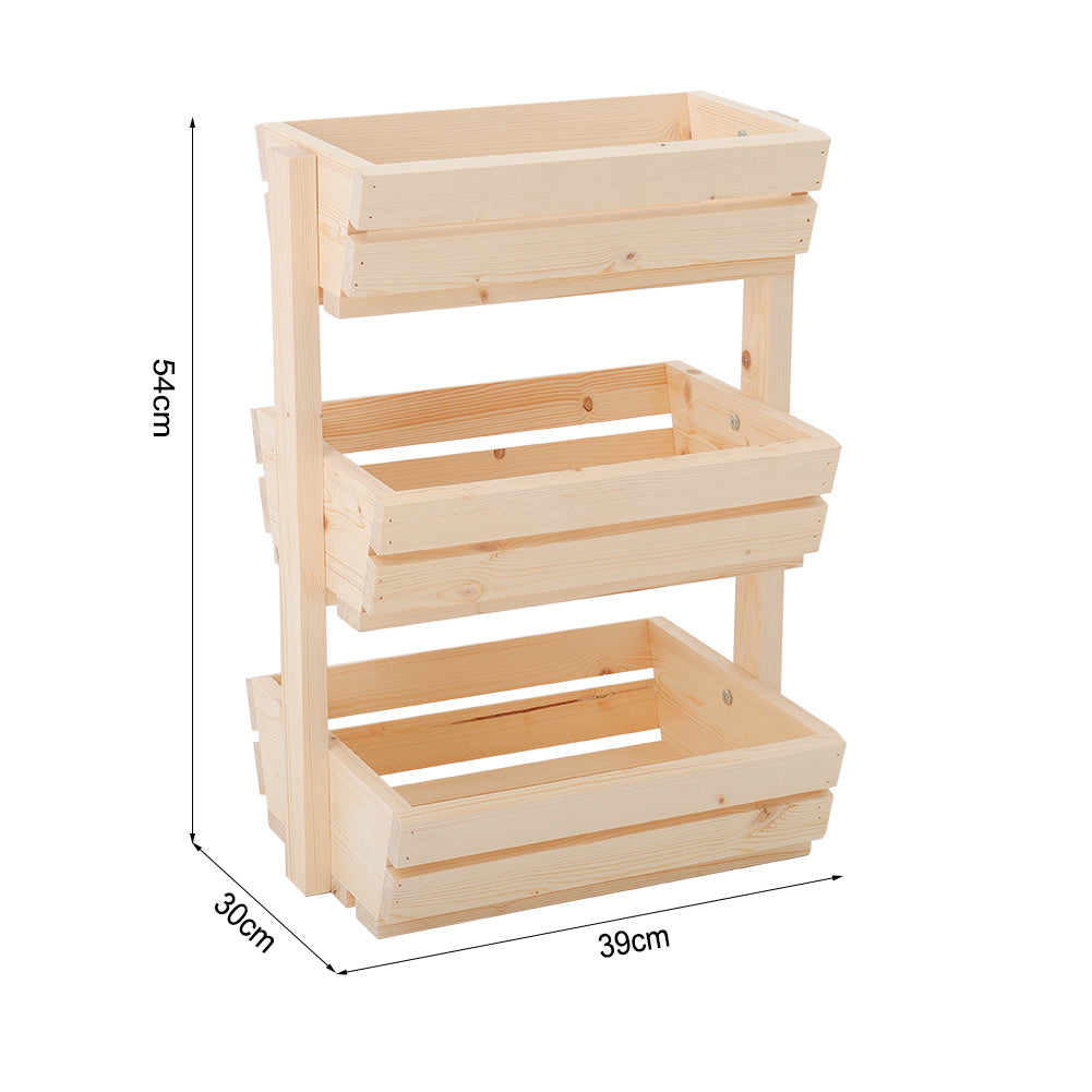 2/3 Tier Wood Fruits Vegetable Baskets Buffet Food Storage Rack Display Stand
