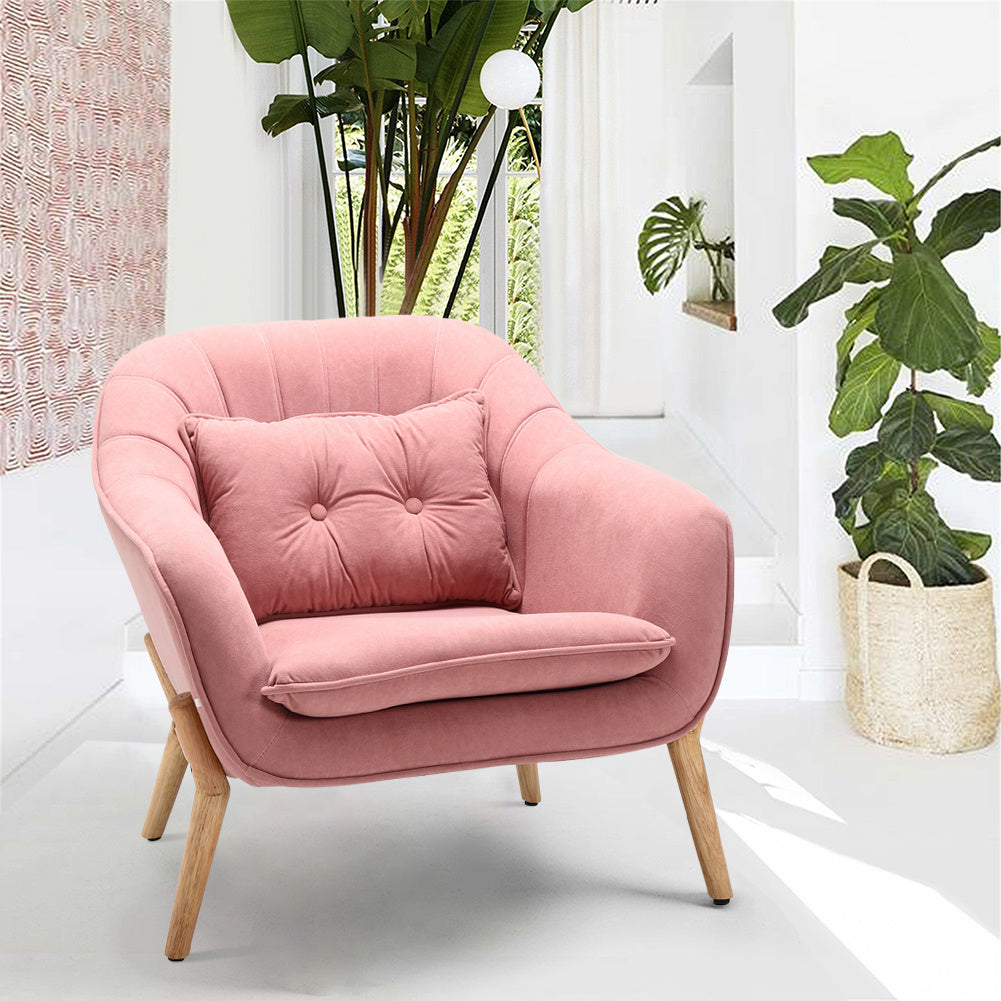 Pink Matte Velvet Mordic Shell Armchair Tub Single Occasional Lounge Chair