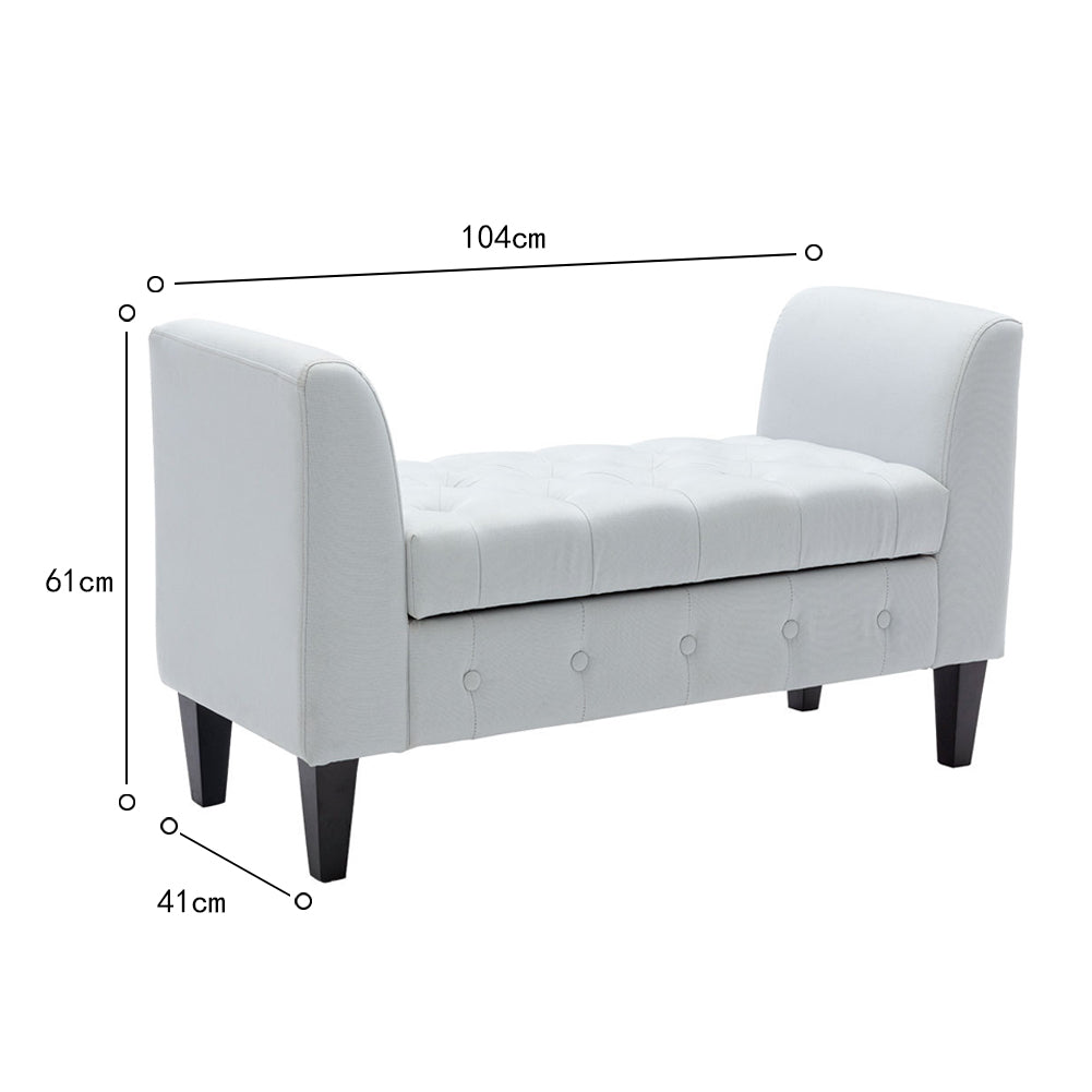 Upholstered Velvet Bed End Bench Tufted Storage Ottoman Chaise Scroll Arms