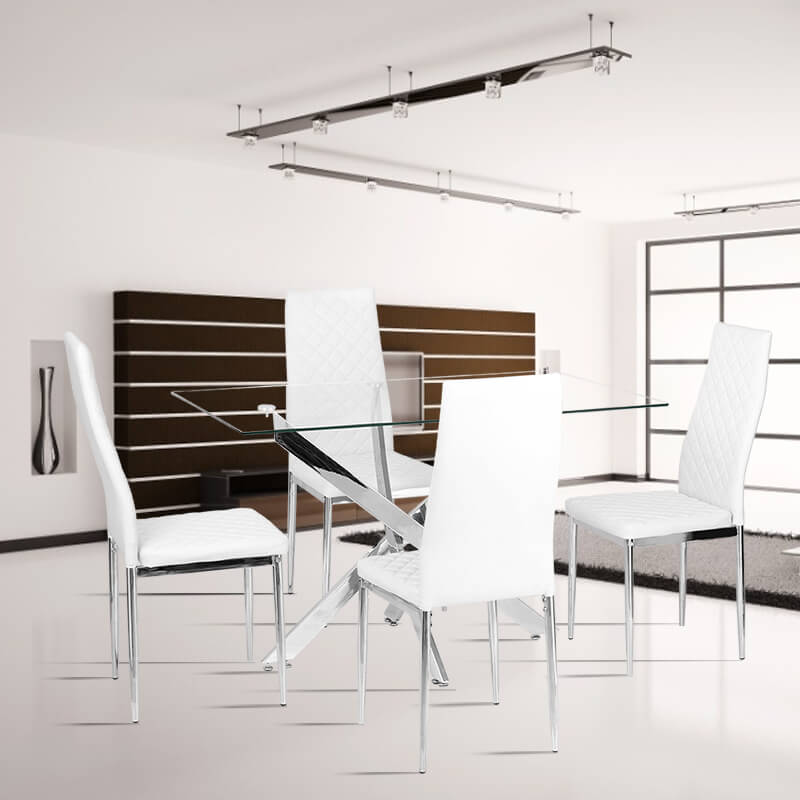 Rectangle Clear Tempered Glass Coffee Table End Table Chrome Legs