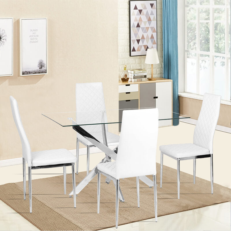 Rectangle Clear Tempered Glass Coffee Table End Table Chrome Legs
