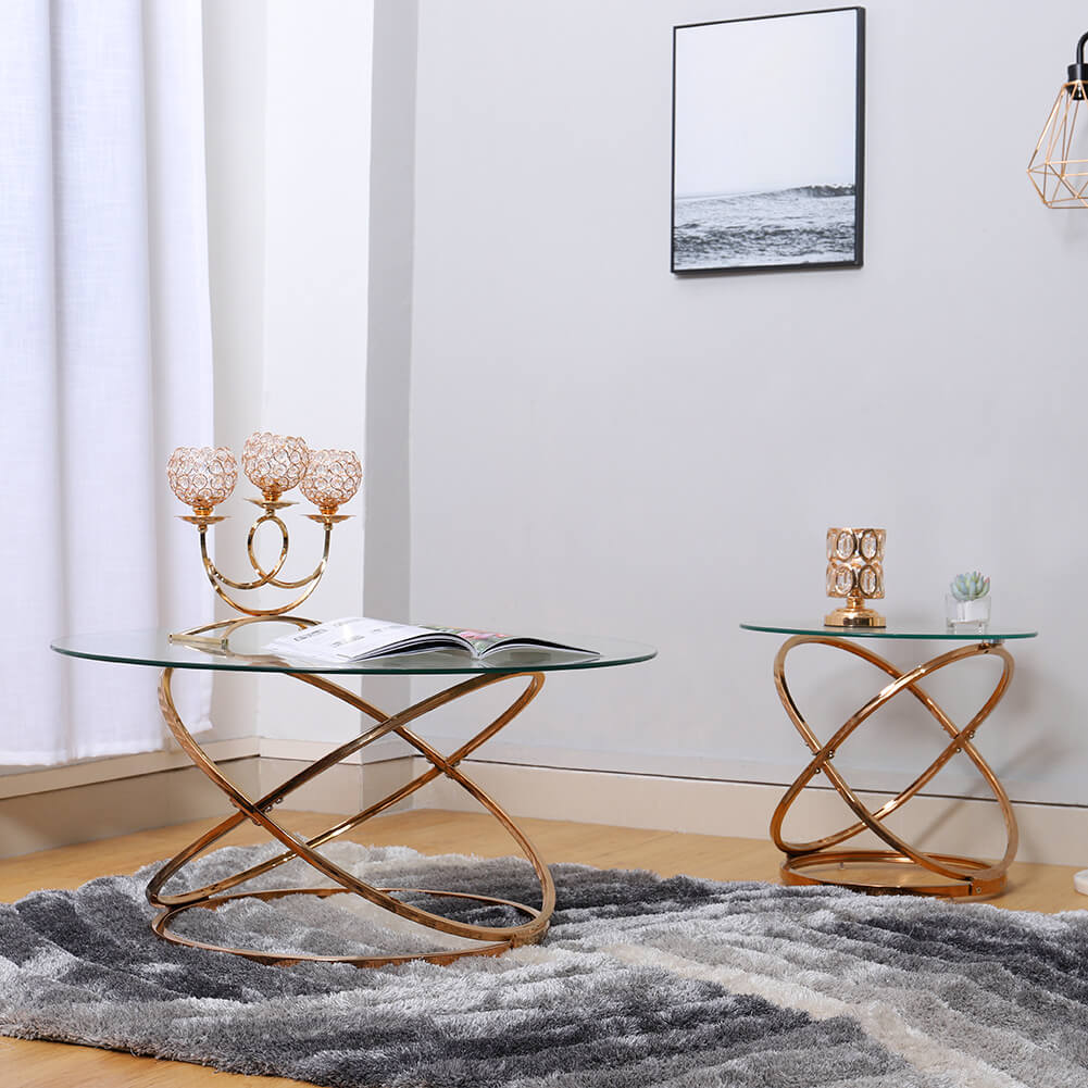 Round Tempered Glass Lounge Coffee Table Side Table Chrome Base